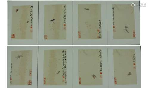 Eight Chinese Painting, Qi Baishi Mark.