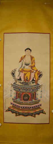 A Chinese Painting of Buddha, Liu Lingcang Mark.