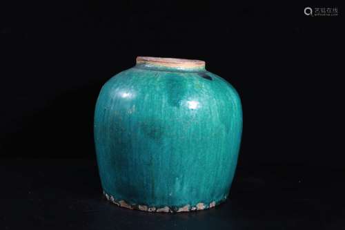 A Chinese Blue Glazed Porcelain Jar.
