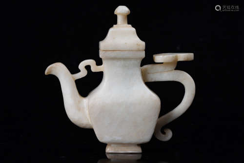 A Chinese Carvd Jade Tea Pot.