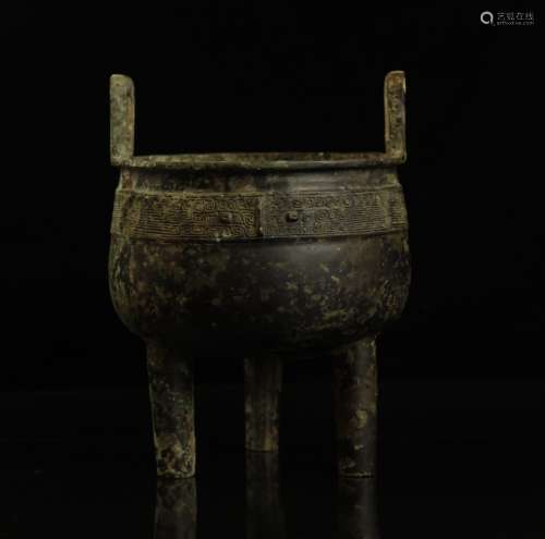 A Chinese Ancient Bronze Tripod Incense Burner.