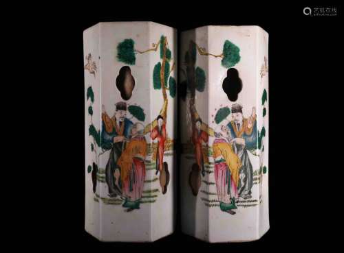 A Pair of Chinese Porcelain Hat Vases.