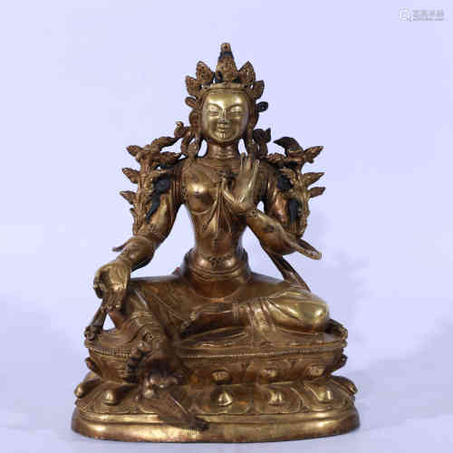 A Bronze Statue of Green Tara.