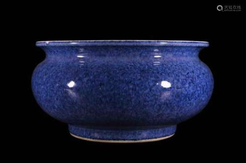 A Chinese Blue Glazed Porcelain Brush Washer.