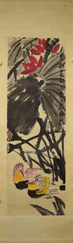 A Chinese Bird-and-flower Painting, Qi Baishi Mark.