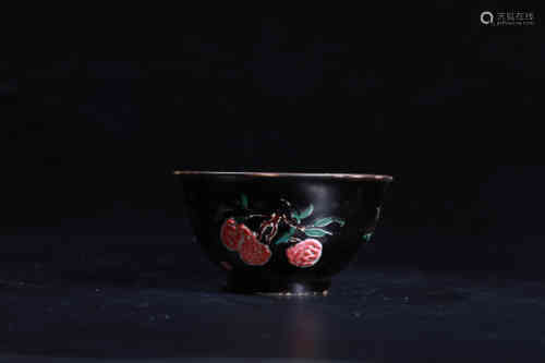 A Chinese Enameled Porcelain Black Bowl.