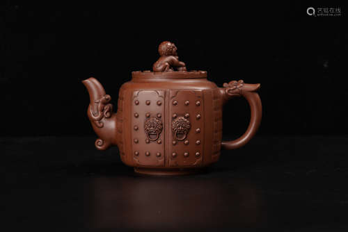 A Chinese Zisha Pottery Teapot.