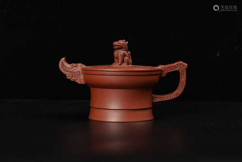 A Chinese Zisha Pottery Teapot.