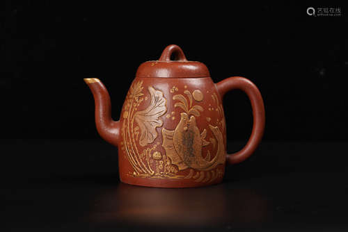 A Chinese Zisha Pottery Teapot.