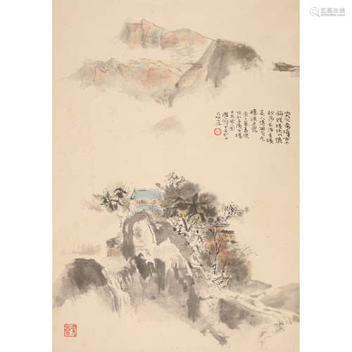 Lot240104 程十发（1921～2007）奇峰夕霞 纸本 立轴