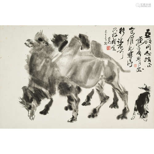 Lot240106 黄胄（1925～1997）沙漠之舟 纸本 镜片