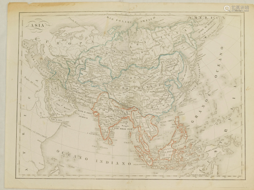 Map of Asia coloured by hand Lithography 1850