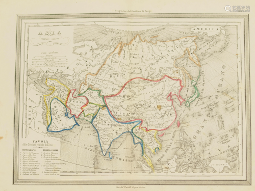 Map of Asia coloured by hand Lithography 1864