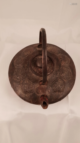 Bronze tibetan buddhist teapot eight symbols omen