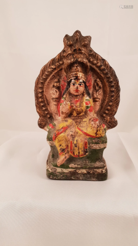 Coloured terracotta statue Parvati Hindu goddess