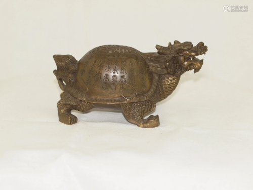 Bronze lost-wax Chinese dragon turtle longevity