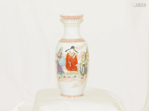 Chinese famille rose vase three Immortals