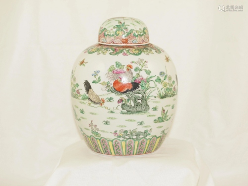 Chinese porcelain jar Famille rose early 1900