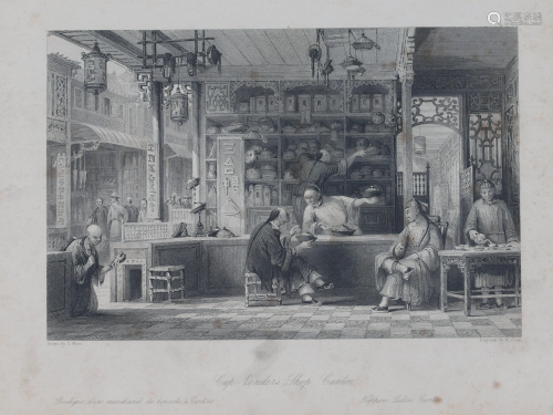Cap Vender Shop Canton China 1845 Floyd