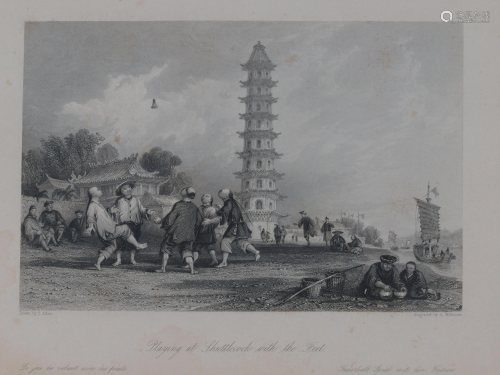 Animated view boys playing shuttlecock China 1845