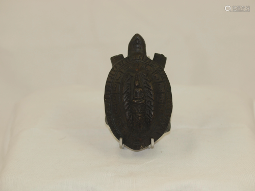 Indian Bronze turtle Lost-wax Buddha meditating