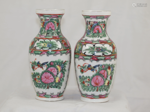 Couple Chinese Famille Rose porcelain Republic