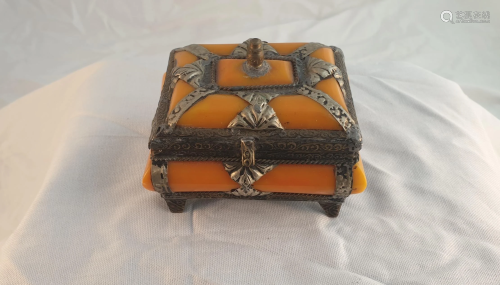 Tibetan amber jewelry box Tibet China