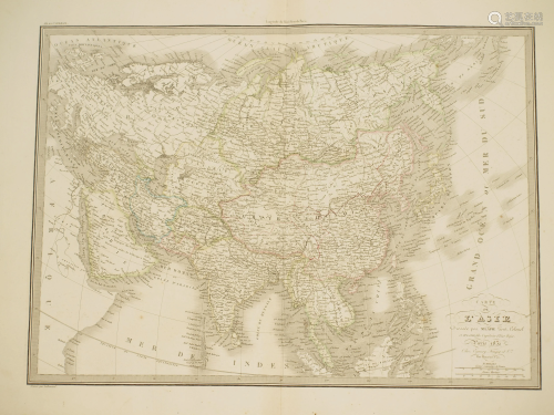 Big Map Asia coloured by hand Lapie 1832
