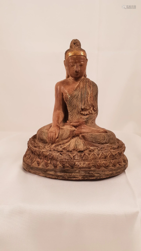 Japan Wood Statue Buddha Shakyamuni Gold