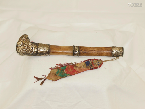 Kangling ritual trumpet Tibet Human Bone Silver