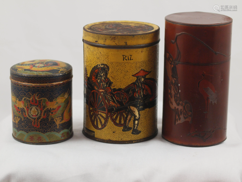 Lot of three antique chinese cans 1940