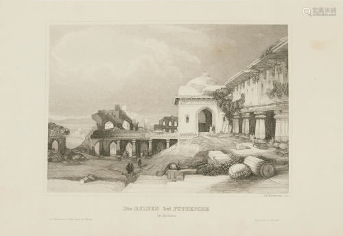 Animated view Ruins Futtepore India 1860