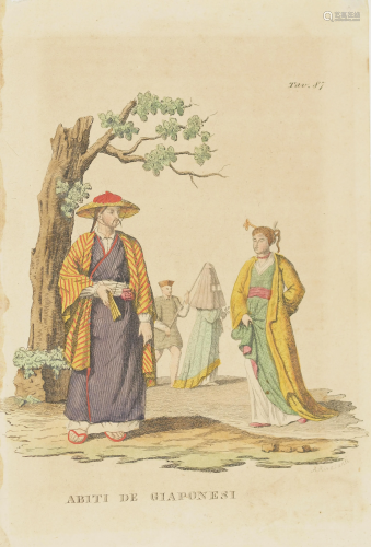 Costumes Japanese man woman Japan 1870 Rivelanti