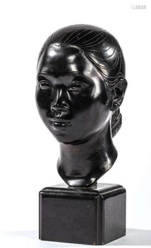 TÊTE DE BOUDDHA en bronze Siam XXe siècle H. 19 …