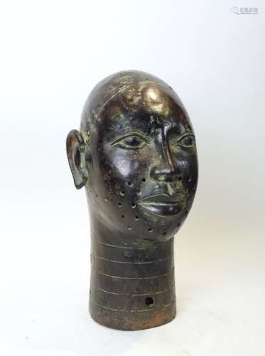 Tête Ifé Bronze à la cire perdue Bénin Vers 1950 H 46 cm
