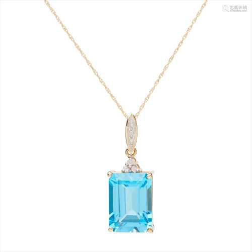 A 9ct gold topaz and diamond set pendant