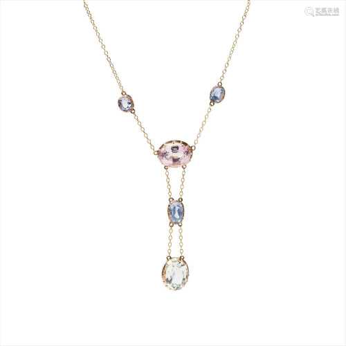 A multi-gem set pendant necklace