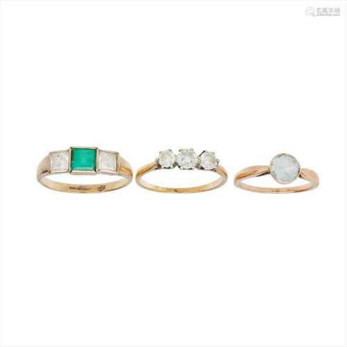 A collection of three gem-set rings