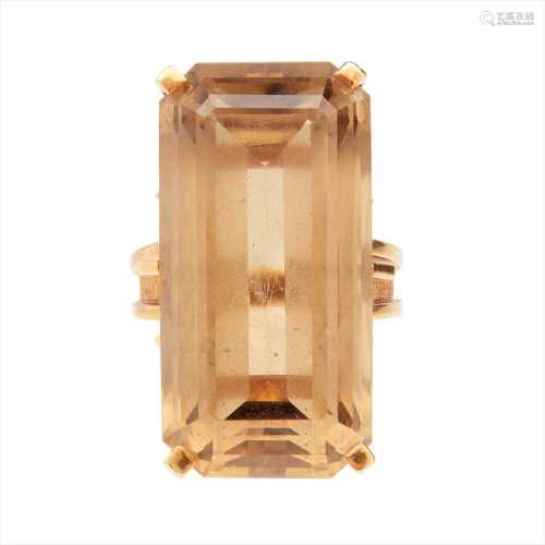 A citrine set cocktail ring