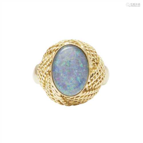 An opal set cocktail ring
