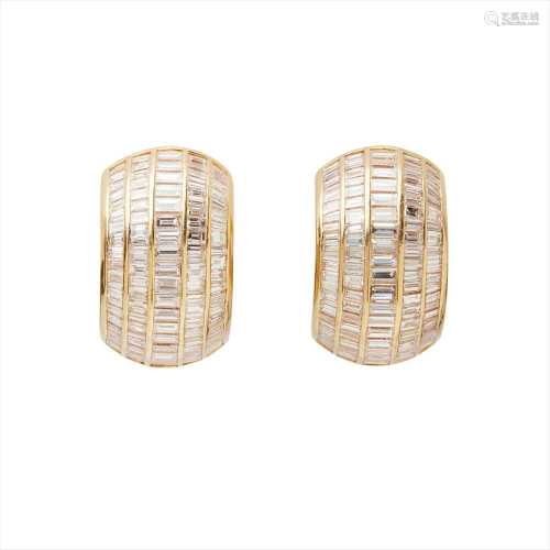 A pair of French 18ct diamond set earrings