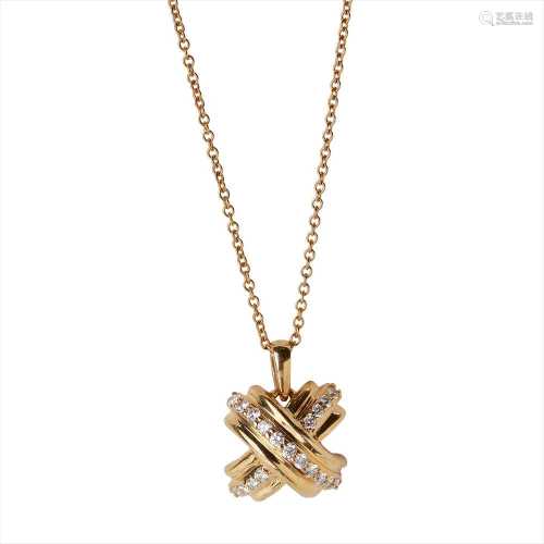 A diamond set 'X' pendant, Tiffany & Co