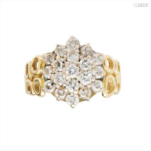 A diamond set cluster ring