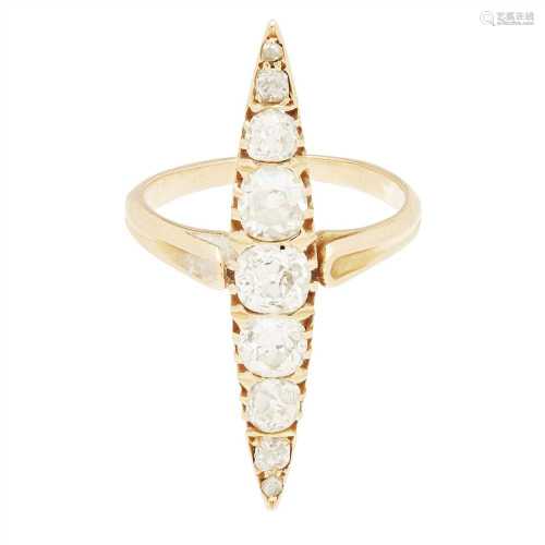 A navette shaped diamond cluster ring