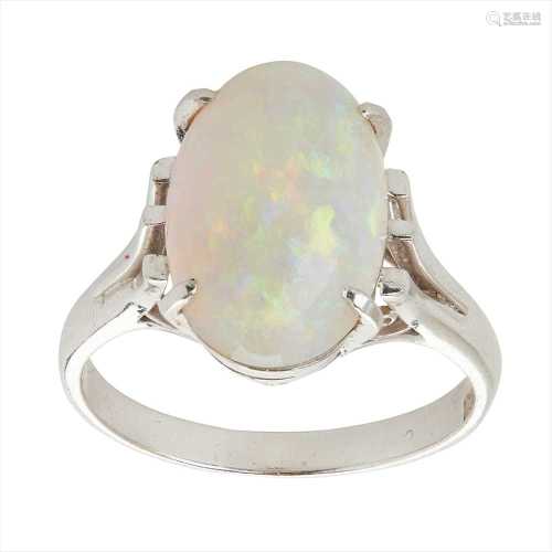 An opal set cocktail ring
