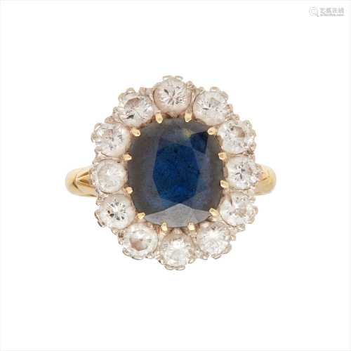 An 18ct sapphire and diamond set cluster ring