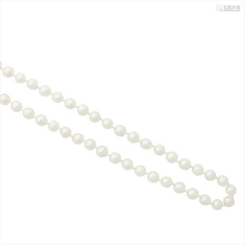 A single strand of opera length cultured pearls