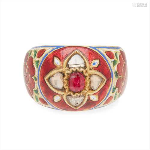 An Indian enamelled ring