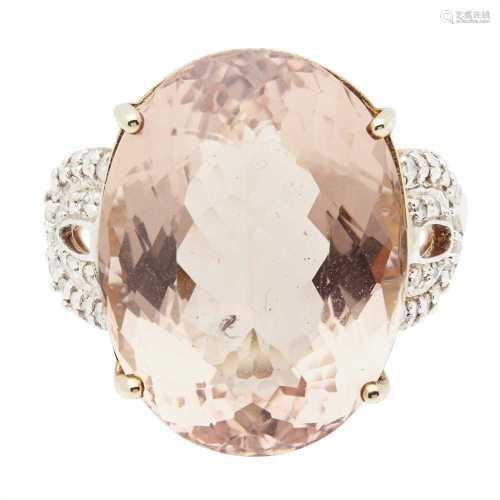 A morganite and diamond set cocktail ring