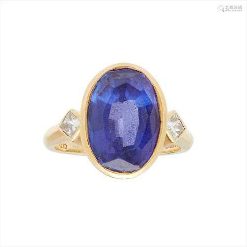A Tanzanite and diamond set ring, Boodle & Dunthorne